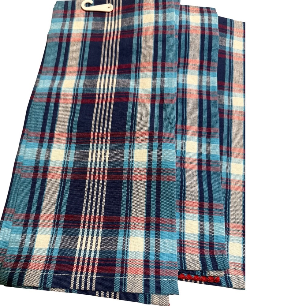 NWT DII You Float My Boat Kitchen Towels Blue Red Plaid Nautical Set of 4 - Picture 2 of 5